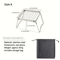 B Multifunctional Folding Campfire Grill Portable Stainless Steel Camping Grill Grate Gas Stove Stand Outdoor Wood Stove Stand