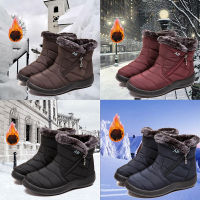 Womens Warm Waterproof Cotton Shoes Nylon Snow Boots Winter Ankle Boots Non-slip Short Boots