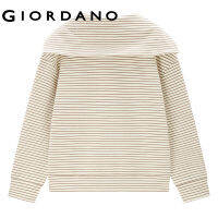 GIORDANO Women Sweatshirts Sailor Collar Stripe Warm Sweatshirts Half Placket Comfort Fashion Casual Sweatshirts 13323865TH