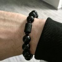 10mm 12mm Black Obsidian Beads Transfer Lucky Buddha Bracelet For Couple Amulet Strand Bracelet Jewelry