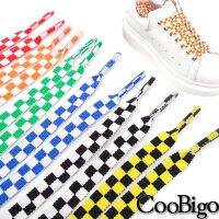 1Pair Grid Shoe Lace Strings Flat Shoelaces Canvas Running Sneakers Polyester Printing Checkered Craft Accessories 【hot】xfl359 ！