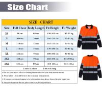 ANSI Class 2 Hi Vis Shirts Orange Navy Long Sleeve Reflective Polo Shirt Safety Work Shirt for Construction Men and Women