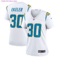 2023 คุณภาพสูง▽✆  เสื้อกีฬารักบี้ Los Angeles Lightning Chargers No. เสื้อยืดกีฬา ทรงหลวม ลาย 30 Austin Ekeler Jersey สไตล์ฮิปฮอป สําหรับผู้หญิง ชุดฟุตบอลผู้ชาย