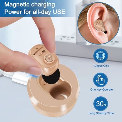 ZZOOI Rechargeable Hearing Aids Invisible Digital Hearing Aid Sound Amplifier for Deafness Elderly Wireless Severe Hear Loss audifonos