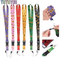 PC2301 Tersembunyi Cacat Bunga Matahari Beberapa Warna Lukisan Kreatif Leher Tali Gesper Lanyard untuk Ponsel Kunci ID Kartu