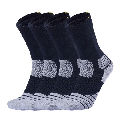 4Pair Basketball Socks for Adult Cushioned Mid-Calf Athletic Sports Socks Football Volleyball Socks