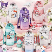 Sanrio ถ้วยน้ำร้อนสีสันสดใสชุดฟองพกพาสะดวกน่ารัก316สแตนเลสสตีลลายการ์ตูนหลอดแก้วแบบมีหลอดนักเรียนชีวิตสีสัน Prhl.prhl