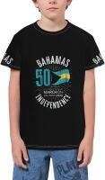 Bahamas 50th Independence Bahamian Flag T- Shirt Short Novelty for Boys and Girl