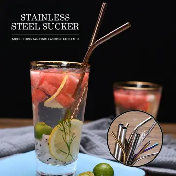 304 Stainless Steel Reusable, Portable, Thick Tea Straws For Cold Drinks,  Non-disposable Straight Straw