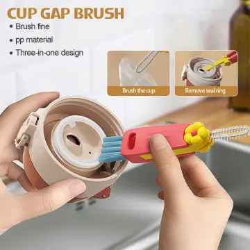 2 Pcs Multipurpose Bottle Gap Cleaner Brushes 3 in 1 Bottle Cap Brushes Foldable Groove Gap Cleaning Brushes for Cup Cover, Groove Gap