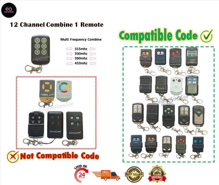 12 Channel with 6 Button Remote Control Autogate Alarm Remote Pagar