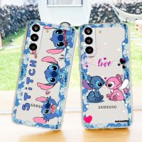 Stitch Cute Blue Disney Phone Case For Samsung S22 S21 S20 FE Ultra Pro Lite S10 5G S10E S9 S8 Plus Transparent Cover