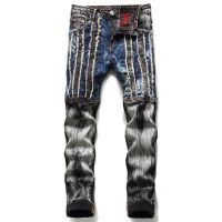 Pants For Men Jeans Jean Homme Trousers Splicing Denim Biker High Quality Male Straight Casual Designer Ripped Comfortable