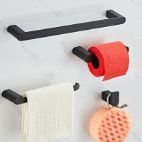 Bathroom Hardware Set Black Robe Hook Towel Rail Bar Rack Bar Shelf Tissue Paper Holder Toothbrush Holder Bathroom Accessories