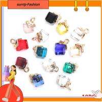 SURRIP FASHION เครื่องมือ DIY 10ชิ้น14สีส่วนประกอบแก้วทำด้วยมือห่วงสร้อยข้อมือลูกปัดคริสตัลทรงลูกบาศก์