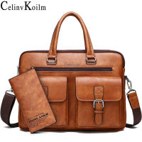 Celinv Koilm Men Business Bag For 133 inch Laptop Briefcase Bags Set Handbags High Quality Leather Office Bags Totes Male