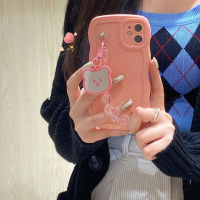 Djj สร้อยข้อมือรูปหมีกระจกแบบเกาหลีเคสซิลิโคนนิ่มน่ารักสำหรับ Samsung Galaxy S22 S23อัลตร้า S23บวก S21 S20 FE ฝาครอบกันกระแทก