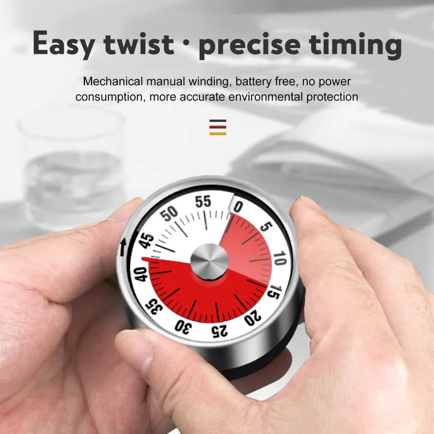 New Stainless Steel Visual Timer Mechanical Kitchen Timer 60-Minutes Alarm  Cooking Timer With Loud Alarm Magnetic Clock Timer