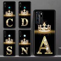 【CW】 Tpu Phone Case for Huawei P30 P40 Lite E P Smart Z Y6 Capa for Honor 9X Pro 8X Play 9A Soft Cover Diamond Crown Letter