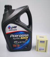 PTT Performa Synthc Plus EVOTEC 10w-40 เบนซิน ขนาด 4 ลิตร+กรองน้ำมันเครื่อง/กรองเครื่อง Honda ใช้ได้ทุกรุ่น (City, Jazz, Civic, Accord, CRV, BRV, HRV, Brio, Amazz)Filter HD