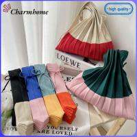 CHARMHOME ถักนิตติ้ง สีคมชัด ผ้าขนสัตว์ขนแกะ กระเป๋านักช้อปสะพายไหล่ สไตล์เก๋ๆ กระเป๋าทรง Tote มีจีบ การเย็บตะเข็บ