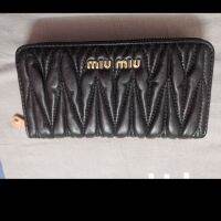 MIUMIUˉwomens black sheepskin wallet clutch bag brand with full packaging