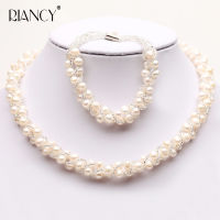 3 Colors Natural Freshwater pearl Jewelry Sets Real pearl Necklace celet Jewelry Sets for women