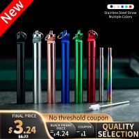 Metal Stainless Steel Reusable Telescopic Straw  With Case Cleaning Brush Set High Quality Colorful Beverage Party Bar Accessory Specialty Glassware