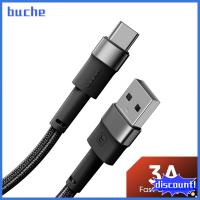 BUCHE ร่างกายด้ายถัก สายชาร์จโทรศัพท์มือถือ แกนลวดทองแดง 3A 18W คะ สายชาร์จเร็ว ของใหม่ ประเภท C สายเคเบิลข้อมูล โทรศัพท์มือถือสำหรับมือถือ