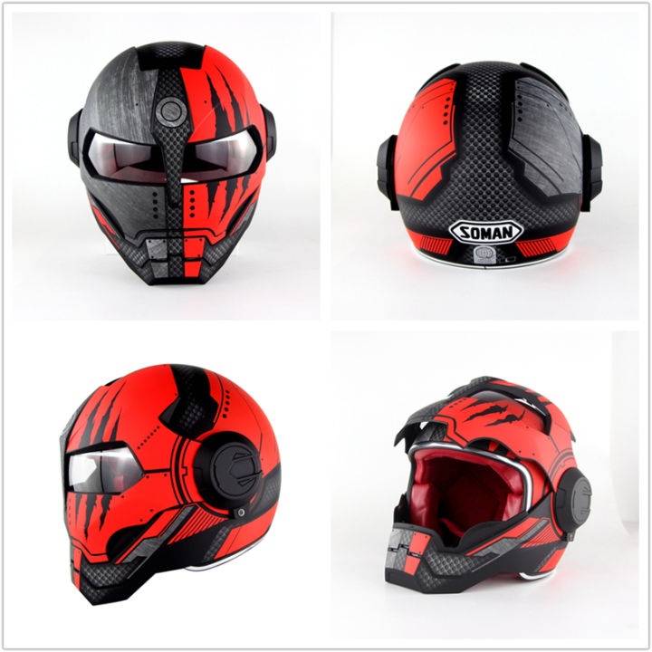 หมวกกันน็อคพับได้สไตล์หุ่นยนต์หมวกไอรอนแมน-soman-จักรยานยนต์-casco-monster-casque-515