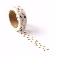 1PC 10M Decorative Copper Foil Hearts Washi Tape Japanese Paper Scrapbooking Tools Masking Tape Journal Supplies Cute Stationery Adhesives Tape