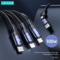 Usams 3 in 2 100W สายชาร์จเร็ว Micro USB / Type-C สายเคเบิลวันที่ สายเคเบิล USB 3 in 1 สายเคเบิล