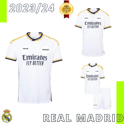 (ใหม่) เสื้อกีฬาแขนสั้น ลายทีมชาติฟุตบอล Real Madrid 2023 24 ชุดเหย้า สําหรับผู้ชาย และผู้หญิง
