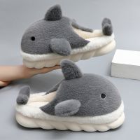 Outdoor Winter Women Men Plush Thick FLat Platform Warm Cartoon Cotton Slippers Fur Home Slip On Non-slip Girls Ladies 3D Shoes