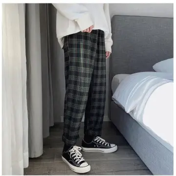 2023 Male Streetwear Business Stretch Casual Trousers Checkered Skinny   eBay
