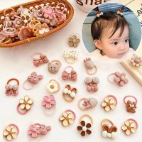 ▩ 20Pcs/Lot Cute Cartoon Bear Rabbit Hair Band Girls Elastic Rubber Band Headwear Flower Bow Baby Kids Hair Accessories Ornaments