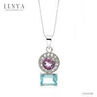 Lenya Jewelry  จี้เงินแท้ 925 ชุปทองคำขาว ประดับอเมทิสต์ โทแพซสีฟ้า และ เพิ่มความเปล่งประกายสะดุดตาด้วย ไวท์โทแพซ ดีไซน์เรียบง่ายแต่ทันสมัย