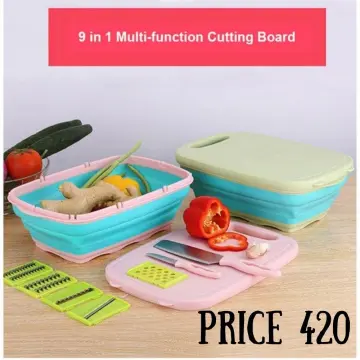 Cutting Board for Kitchen - 9-in-1 Multifunctional Cutting Boards - Durable Rice Husk - Collapsible Chopping Board - Space Saver - Fruit & Vegetable