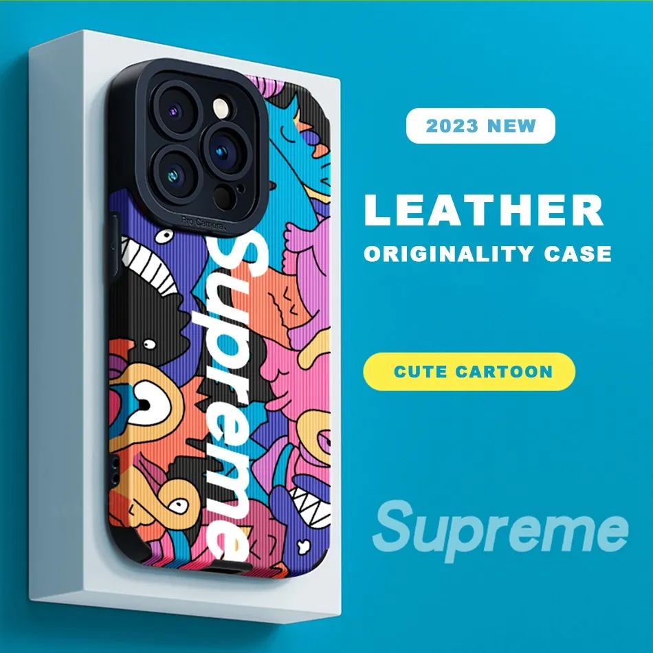 ❉ Supreme Leather Phone Case for IPhone 11 12 13 14 Pro Max 11Pro 13Pro 7 8  Plus X XR XS MAX SE 2020 Case Silicone Cartoon Camera Protector Soft  Shockproof Back Cover