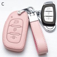 [A Neotype]หนัง Key Fob Shell สำหรับ Hyundai Creta I10 I20 Tucson Elantra Santa Fe 2016 2017 2018 Key Case พวงกุญแจ