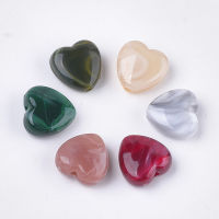 20pc Acrylic Beads Imitation Gemstone Style Heart Mixed Color 14x14x7mm Hole: 2mm