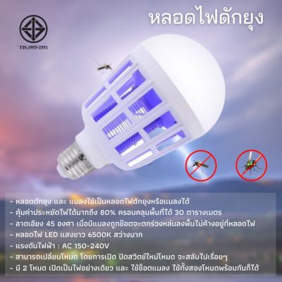 พร้อมส่ง โปรโมชั่น หลอดไฟดักยุงและแมลง Mosquito Killer Lamp LED 15W ส่งทั่วประเทศ หลอด ไฟ หลอดไฟตกแต่ง หลอดไฟบ้าน หลอดไฟพลังแดด