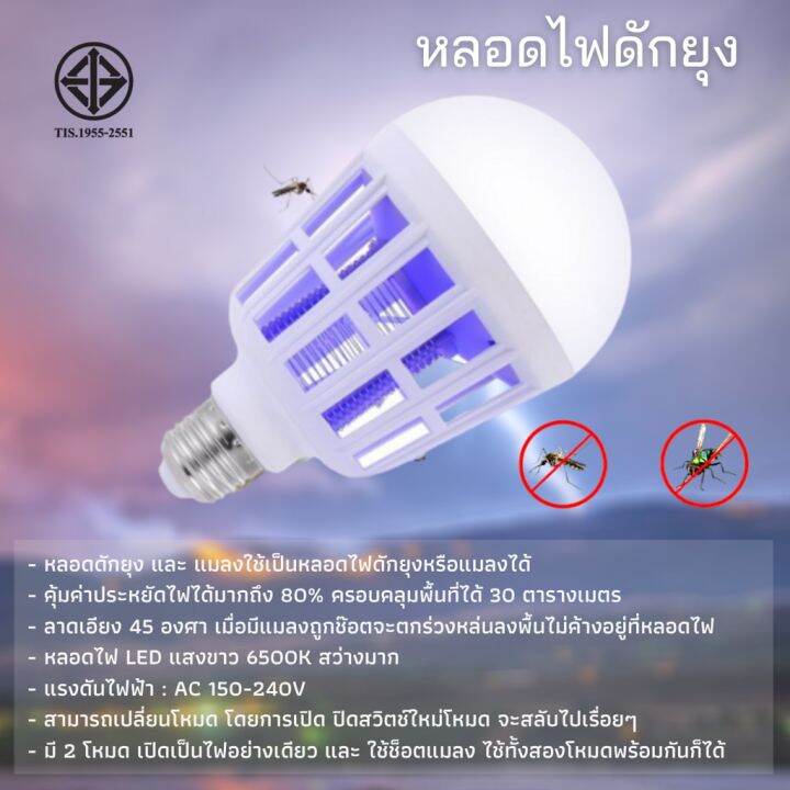 พร้อมส่ง-โปรโมชั่น-หลอดไฟดักยุงและแมลง-mosquito-killer-lamp-led-15w-ส่งทั่วประเทศ-หลอด-ไฟ-หลอดไฟตกแต่ง-หลอดไฟบ้าน-หลอดไฟพลังแดด