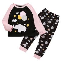 Elephant Printed Clothing Set Kids Clothes Girls Boys Long Sleeve Carton Tops+pants Outfit Sets Baby Soft Pajamas Set Ropa Niña