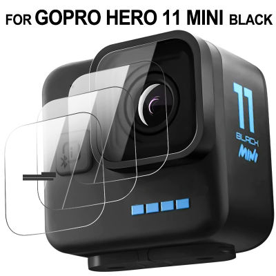 ฝาครอบป้องกันหน้าจอกระจกนิรภัย HD สำหรับ GoPro Hero 11ฟิล์มป้องกันเลนส์สีดำขนาดเล็กสำหรับ Hero 11อุปกรณ์เสริมขนาดเล็ก