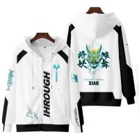 ☋┇2023 New Anime Genshin Impact Xiao Zipper Hoodie Japanese Mens Fashion Womens Loose 3D Printing