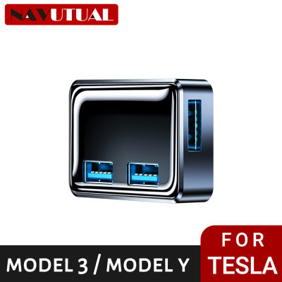 Docking Station สำหรับ Tesla รุ่น Y รุ่น3 Charger 3 USB Shunt Hub Flocking Adapter Powered Splitter Extension