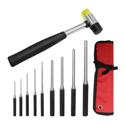 Roll Pin Punch Set with Storage Pouch, 10Pcs Steel Removal Tool Kit with Carrying Bag for Jewelers, Watch Repairers Work