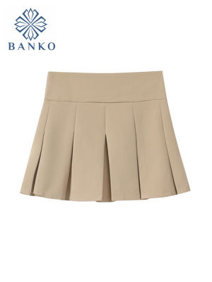 Khaki Tennis Pleated Mini Skirts Woman Casual Solid High Waist Shorts Skirts Summer Preppy Style Korean Fashion A-line Jupe Lady