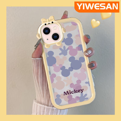 เคส Chenyyyka สำหรับ iPhone 13 iPhone 13 Pro iPhone 13 Pro iPhone 13 Pro Max ตัวการ์ตูนน่ารักสีม่วงสีชมพูมิกกี้เมาส์ขอบสีสันสดใสเคสโทรศัพท์โปร่งใสปิศาจน้อยเคสกันกระแทกกันกระแทกเลนส์กล้องถ่ายรูป